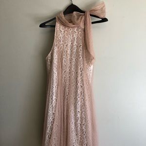 Beige and White Dress